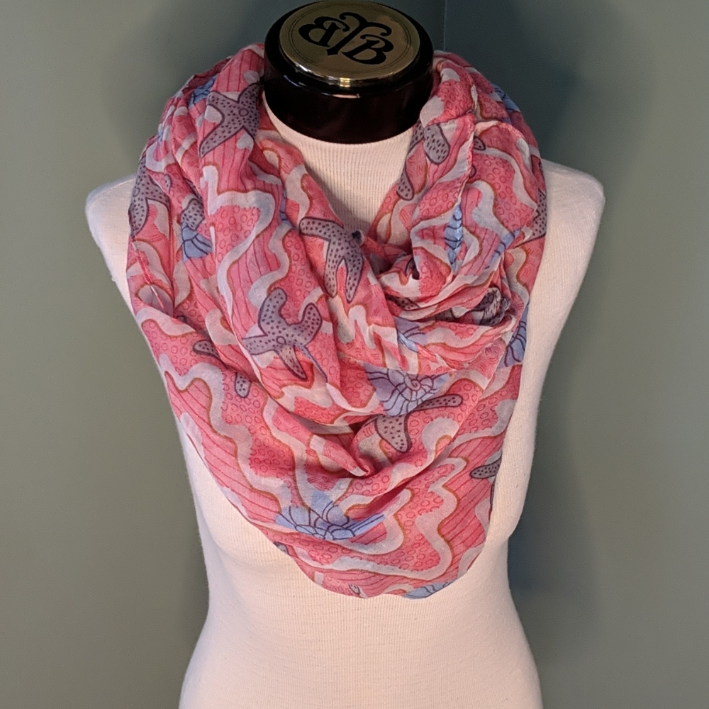 Starfish and sea shell women's infinity scarf